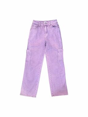 Full Tilt Purple Carpenter Jeans Womens 24 Cotton Wide Leg Utility Pants